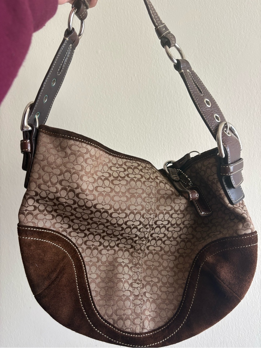 Coach Two-Tone Brown Signature Hobo Bag